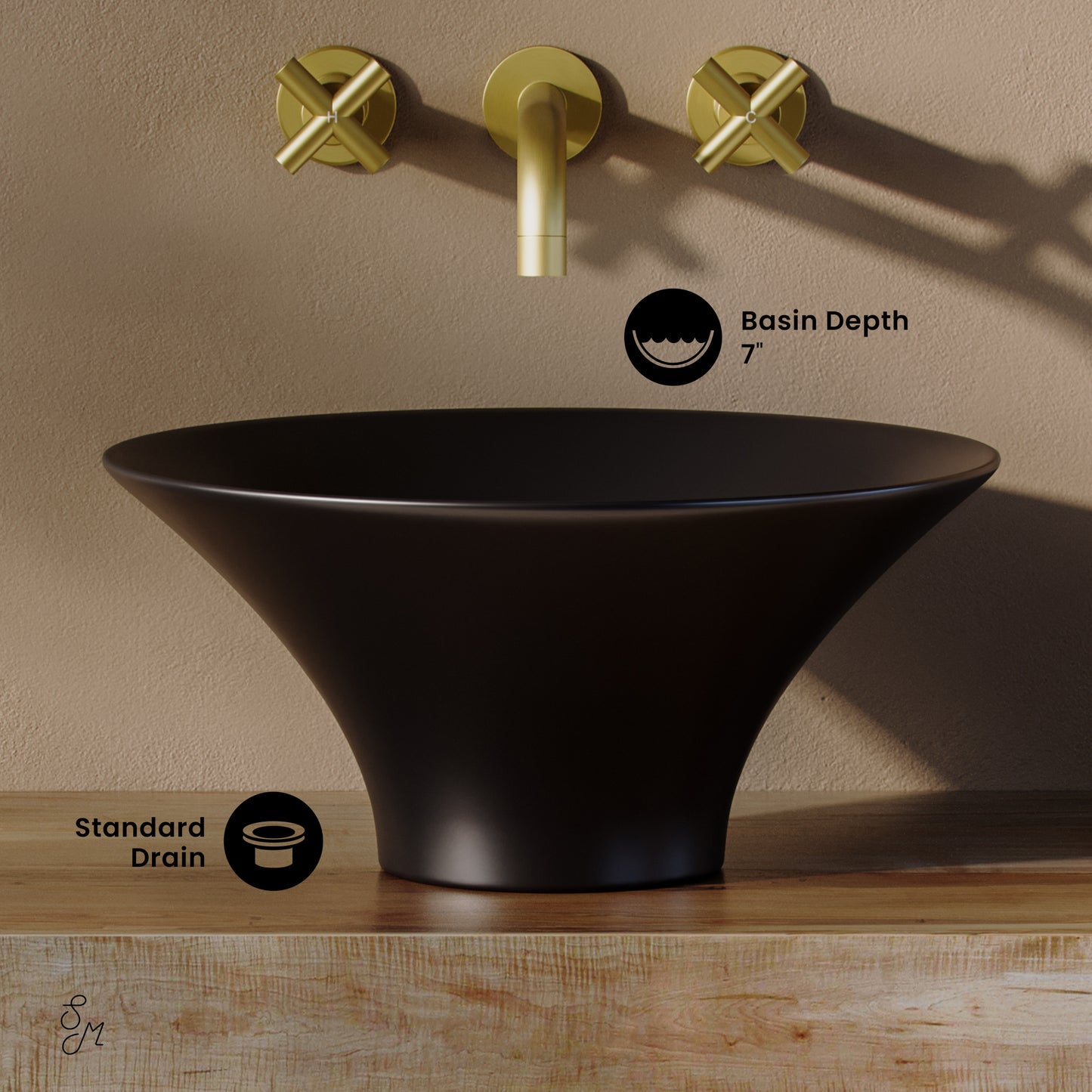 Swiss Madison, Ivy 16.5" Round Vessel Sink in Matte Black
