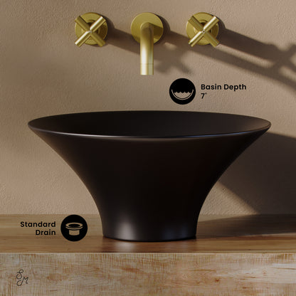 Swiss Madison, Ivy 16.5" Round Vessel Sink in Matte Black