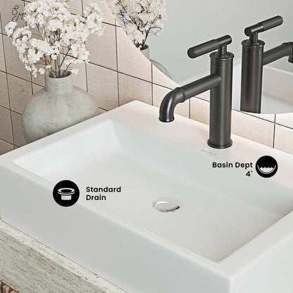 Swiss Madison, Claire 20 Rectangle Ceramic Vessel Sink, Matte White