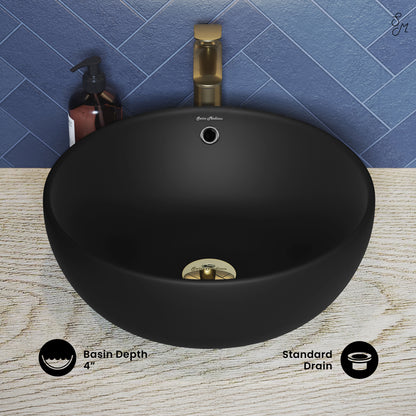 Swiss Madison, Sublime  Round Vessel Sink in Matte Black