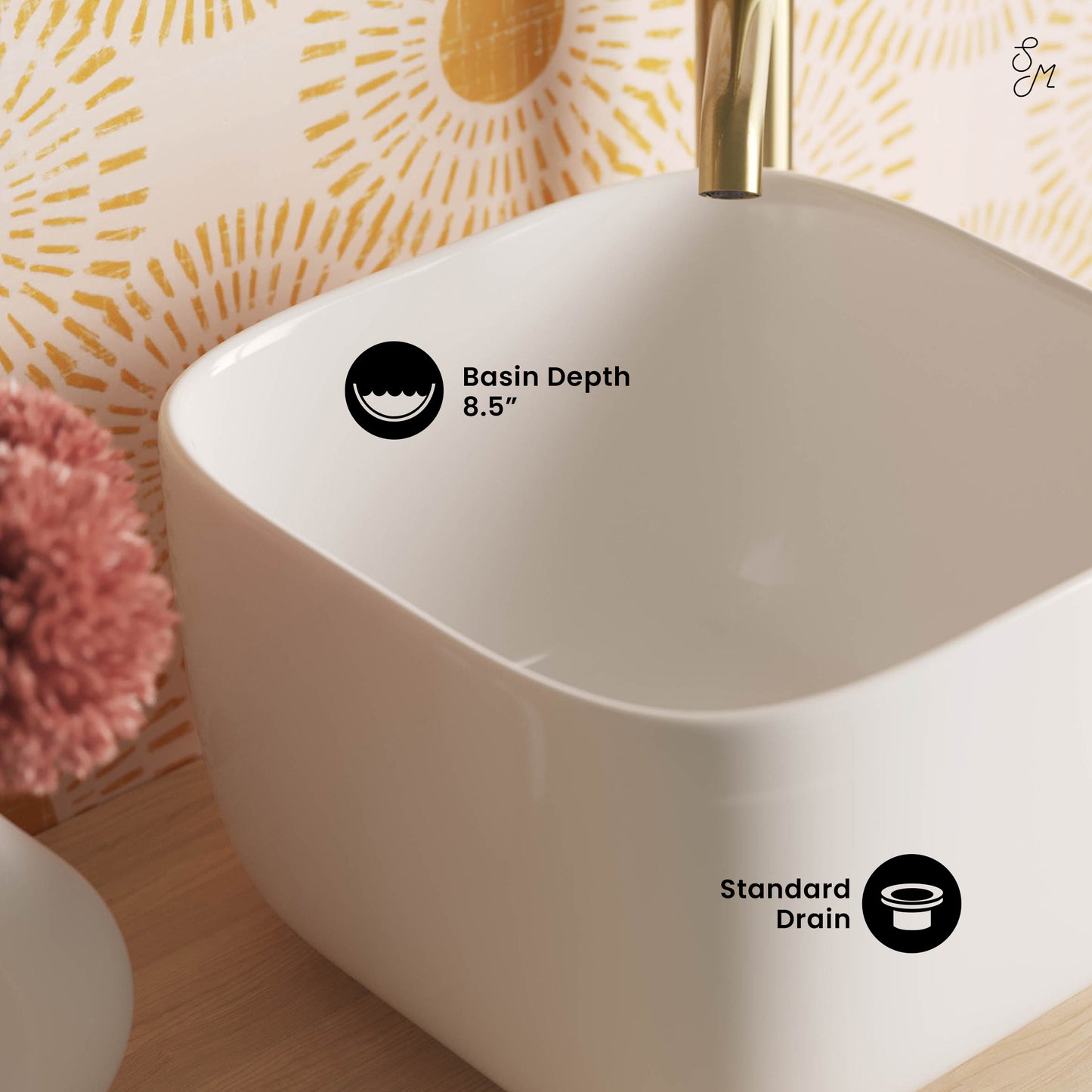 Swiss Madison, Carre 14.5" Square Vessel Bathroom Sink