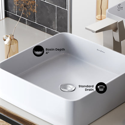 Swiss Madison, Concorde Ceramic Square Vessel Sink
