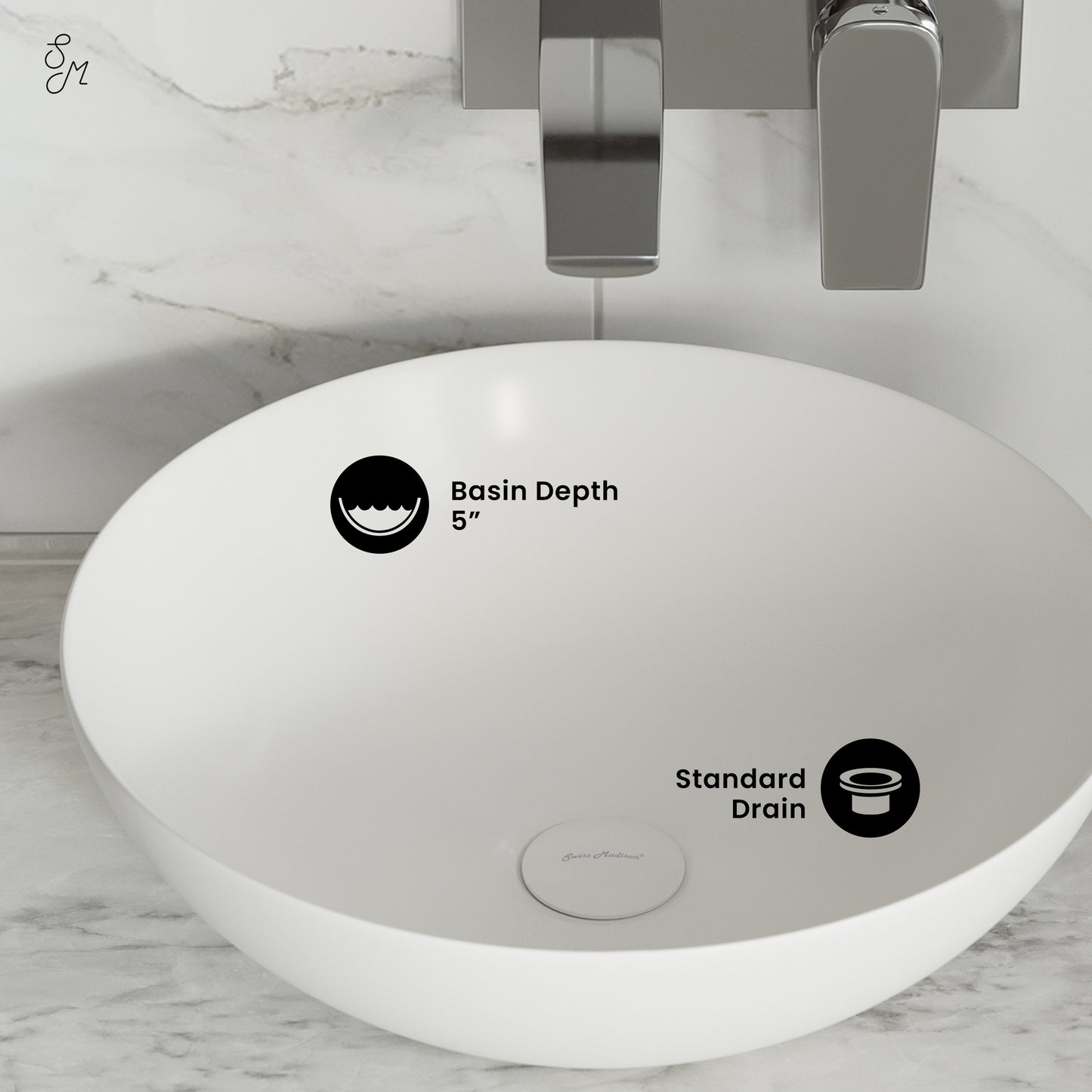 Swiss Madison, Classe 16 Ceramic Sink in Shiny White