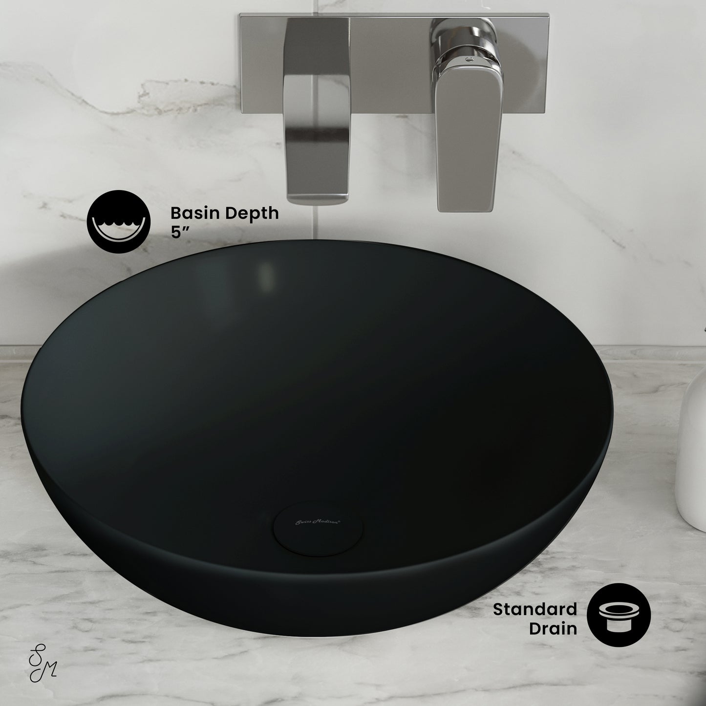 Swiss Madison, Classe 16 Color Ceramic Sink in Matte Black