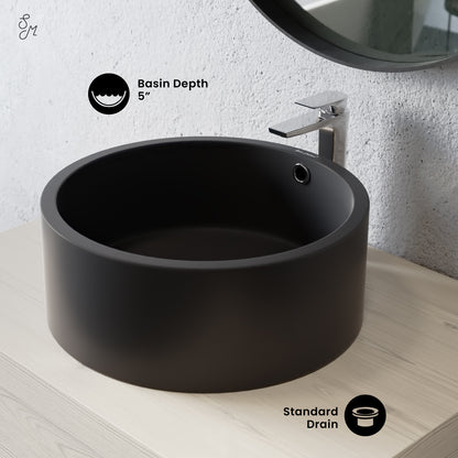 Swiss Madison, Monaco 16.5” Round Vessel Sink in Matte Black