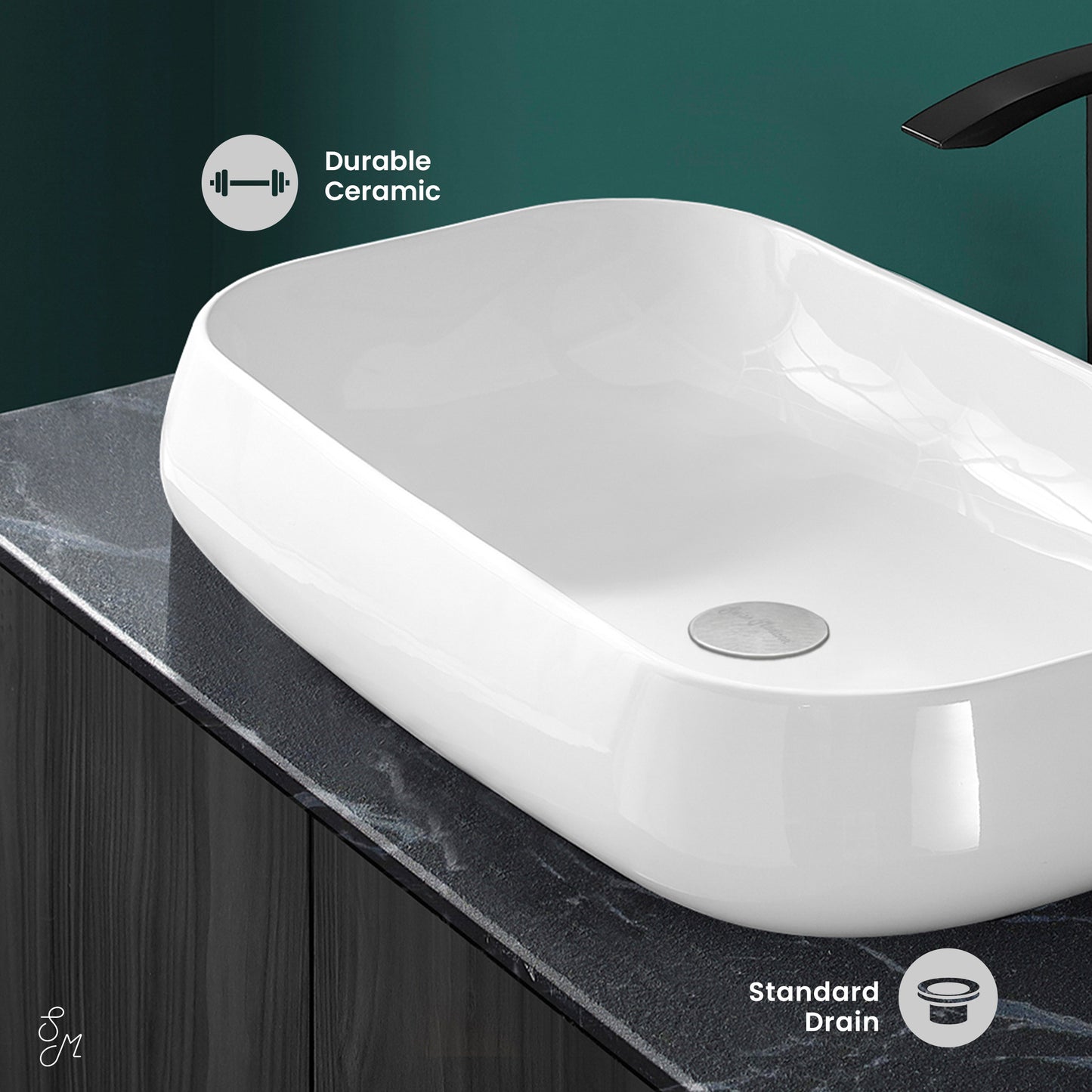 Swiss Madison, Chateau 28 Rectangle Ceramic Vessel Sink