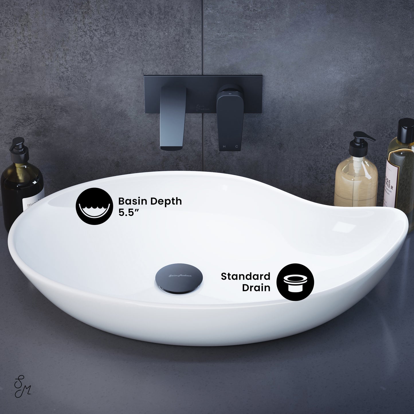 Swiss Madison, Daxton Glossy White Ceramic Specialty Vessel Sink 25.5 in