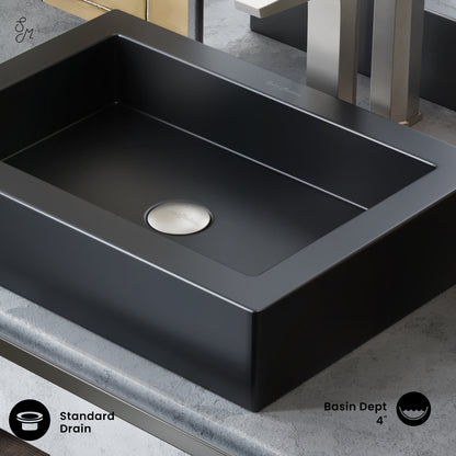 Swiss Madison, Voltaire Ceramic Rectangle Vessel Sink, Matte Black