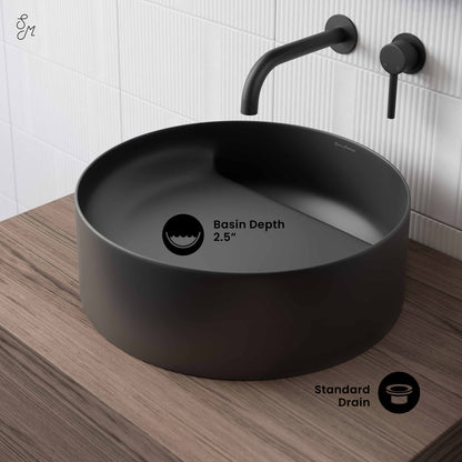 Swiss Madison, Beau 16.5" Round Vessel Bathroom Sink in Matte Black