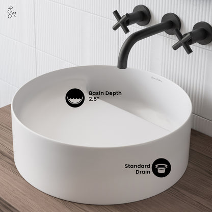 Swiss Madison, Beau 16.5" Round Vessel Bathroom Sink in Matte White