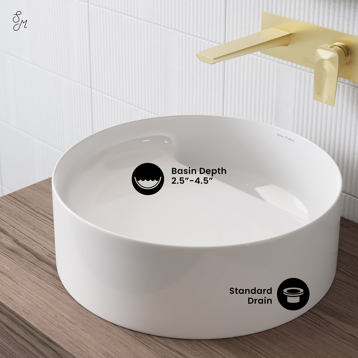 Swiss Madison, Beau 16.5" Round Vessel Bathroom Sink