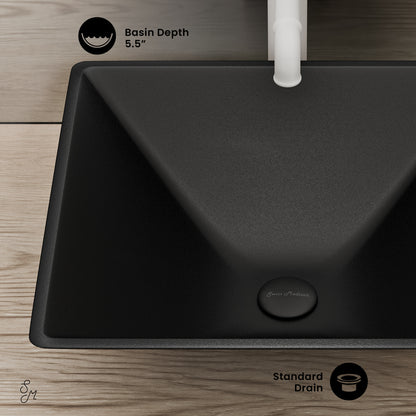Swiss Madison, Claire 15.5" Glass Vessel Sink, Black