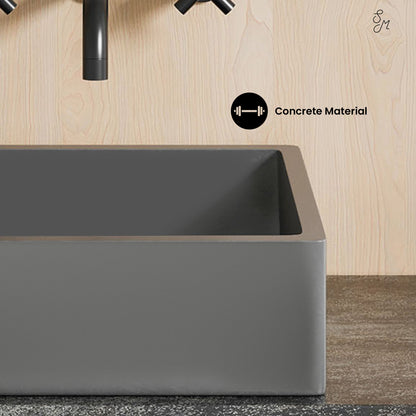 Swiss Madison, Lisse 15.5" Square Concrete Vessel Bathroom Sink in Dark Grey