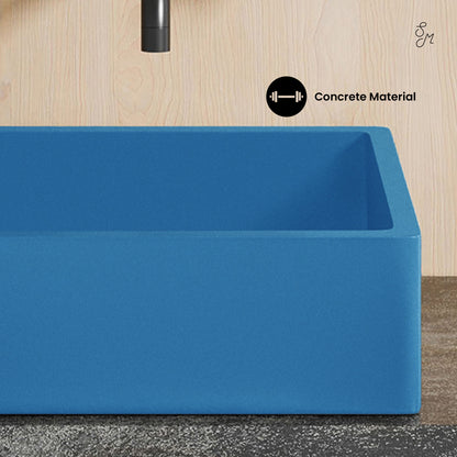 Swiss Madison, Lisse 15.5" Concrete Square Vessel Sink in Matte Powder Blue