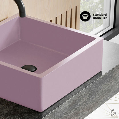 Swiss Madison, Lisse 15.5" Concrete Square Vessel Sink in Matte Lavender