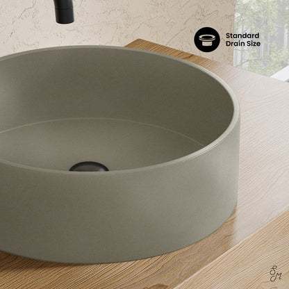 Swiss Madison, Lisse 14.5" Concrete Round Vessel Sink in Matte Taupe