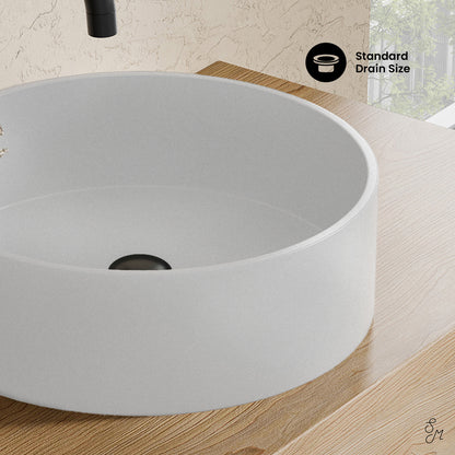 Swiss Madison, Lisse 14.5" Concrete Round Vessel Sink in Matte White
