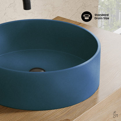 Swiss Madison, Lisse 14.5" Concrete Round Vessel Sink in Matte Royal Blue