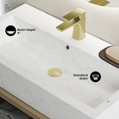 Swiss Madison, Voltaire Wide Rectangle Vessel Sink in Static Marble