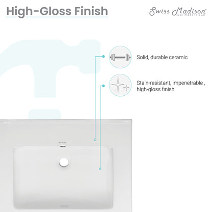 Swiss Madison, 24" Vanity Top Without Faucet Hole