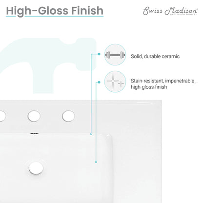 Swiss Madison, 30" 3-Hole Widespread Vanity Sink Top in Glossy White