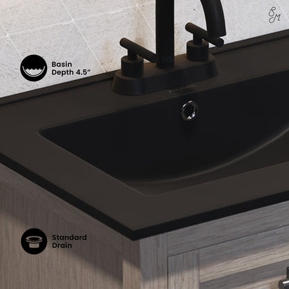 Swiss Madison, 24" 3-Hole Centerset Vanity Sink Top in Matte Black