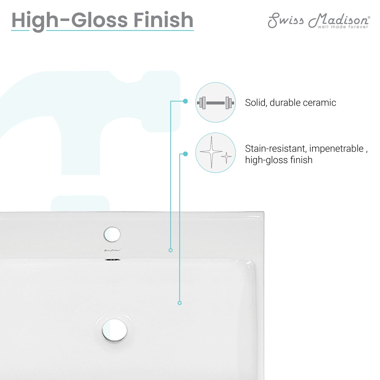 Swiss Madison, Carre 24" Vanity Top Bathroom Sink Single Hole