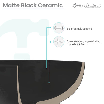 Swiss Madison, 36" Ceramic Vanity Top with Single Faucet Hole in Matte Black