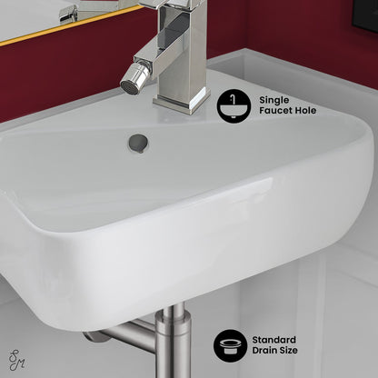 Swiss Madison, Plaisir 18 x 11 Ceramic Wall Hung Sink with Right Side Faucet Mount
