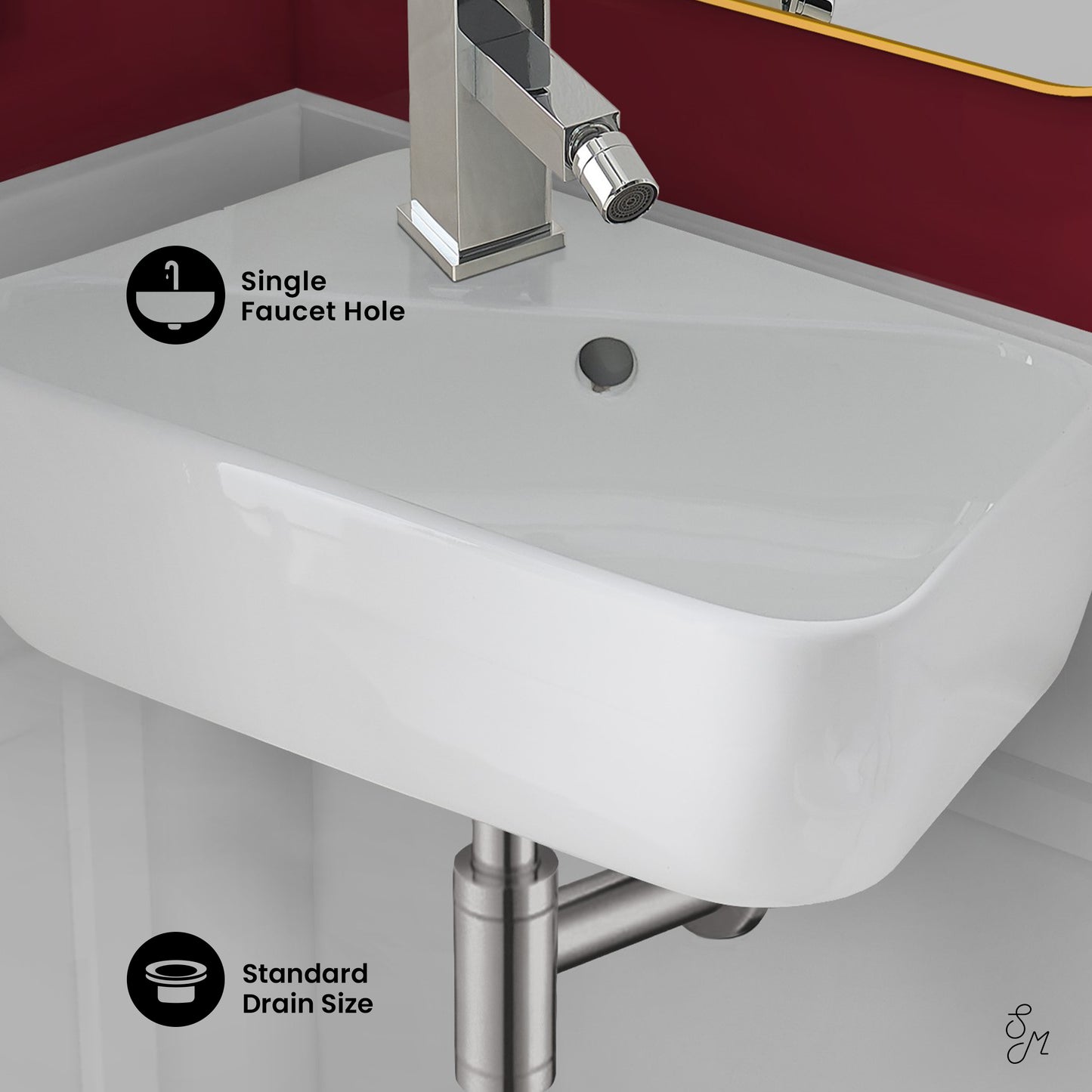 Swiss Madison, Plaisir 18 x 11 Ceramic Wall Hung Sink with Left Side Faucet Mount