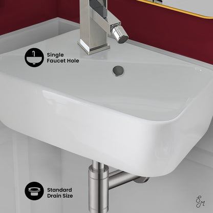 Swiss Madison, Plaisir 18 x 11 Ceramic Wall Hung Sink with Left Side Faucet Mount