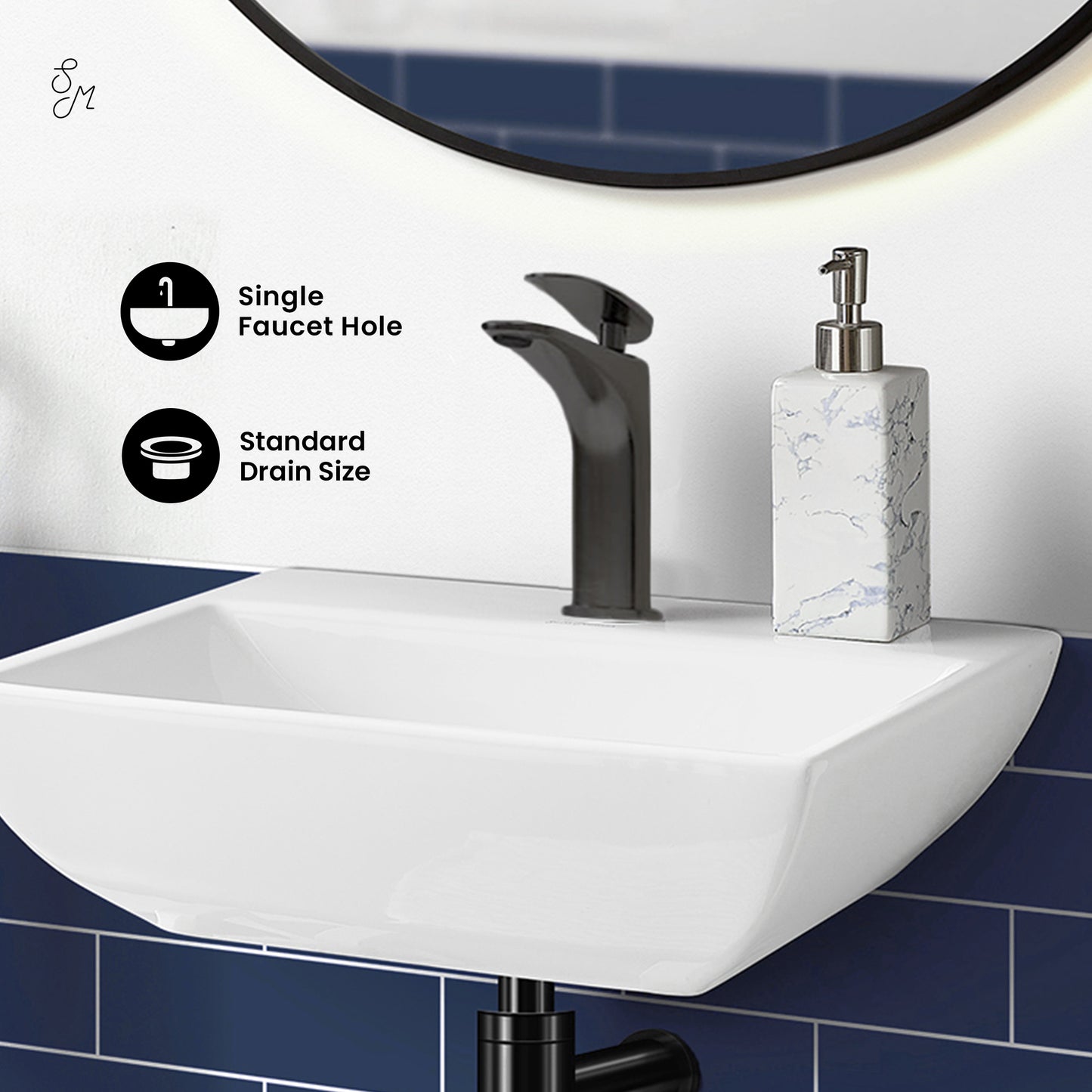 Swiss Madison, Sublime Compact Ceramic Wall Hung Sink