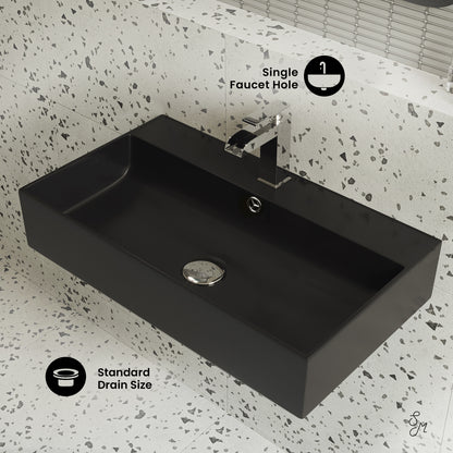 Swiss Madison, Claire 22" Rectangle Wall-Mount Bathroom Sink in Matte Black