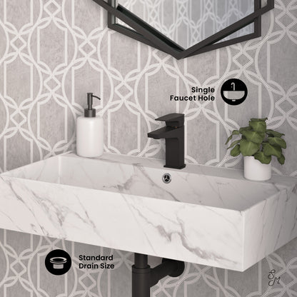 Swiss Madison, Claire 22" Rectangle Wall-Mount Bathroom Sink in White Marble