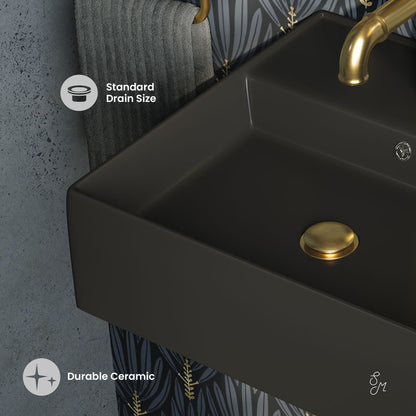 Swiss Madison, Claire 15" Ceramic Wall Mount Sink in Matte Black