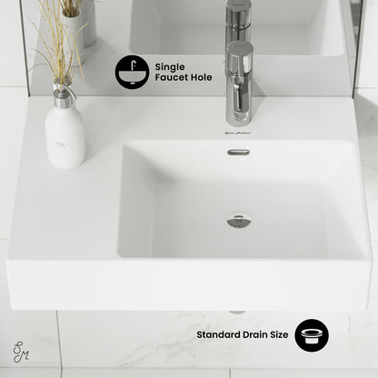 Swiss Madison, St. Tropez 24" Rectangle Wall-Mounted Sink with Right Side Faucet Mount