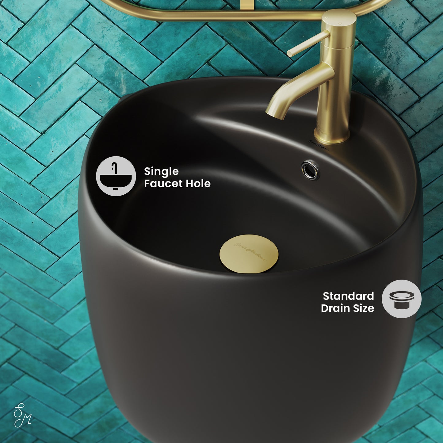 Swiss Madison, Ivy Wall-Mount Sink in Matte Black
