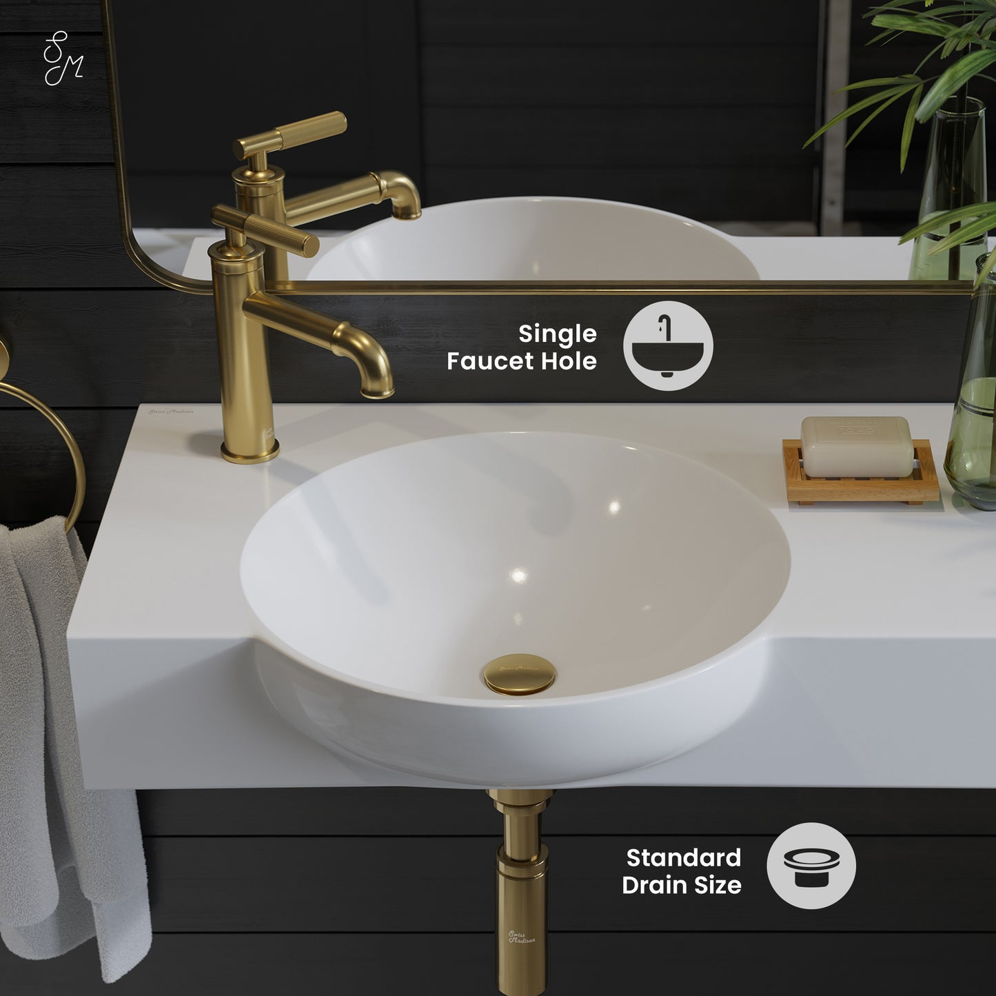 Swiss Madison, Chateau 30" Left Side Faucet Wall-Mount Bathroom Sink