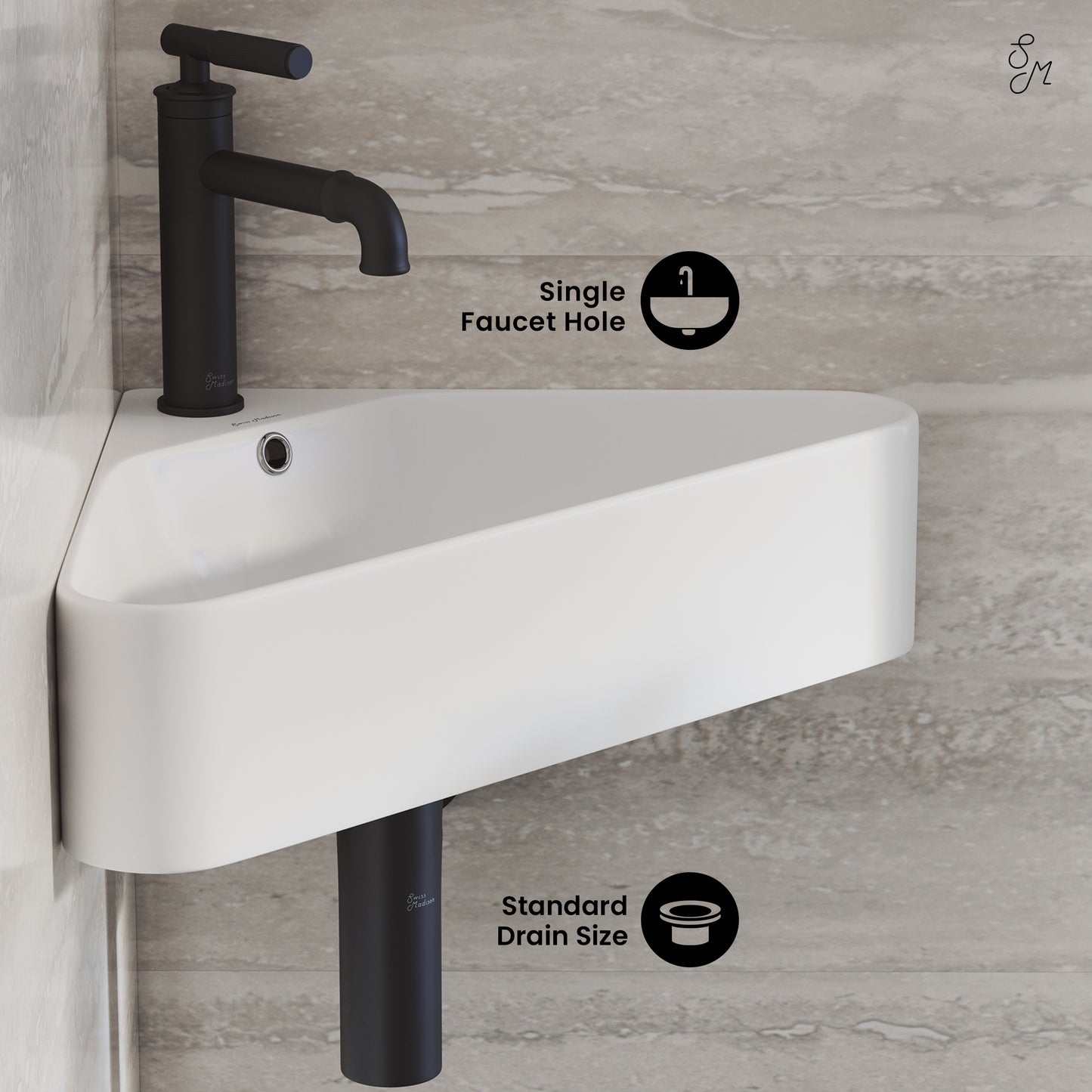 Swiss Madison, St Tropez Corner Wall Hung Sink