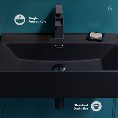 Swiss Madison, Claire 24" Rectangle Wall-Mount Bathroom Sink in Matte Black