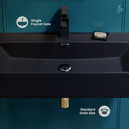 Swiss Madison, Claire 30" Rectangle Wall-Mount Bathroom Sink in Matte Black