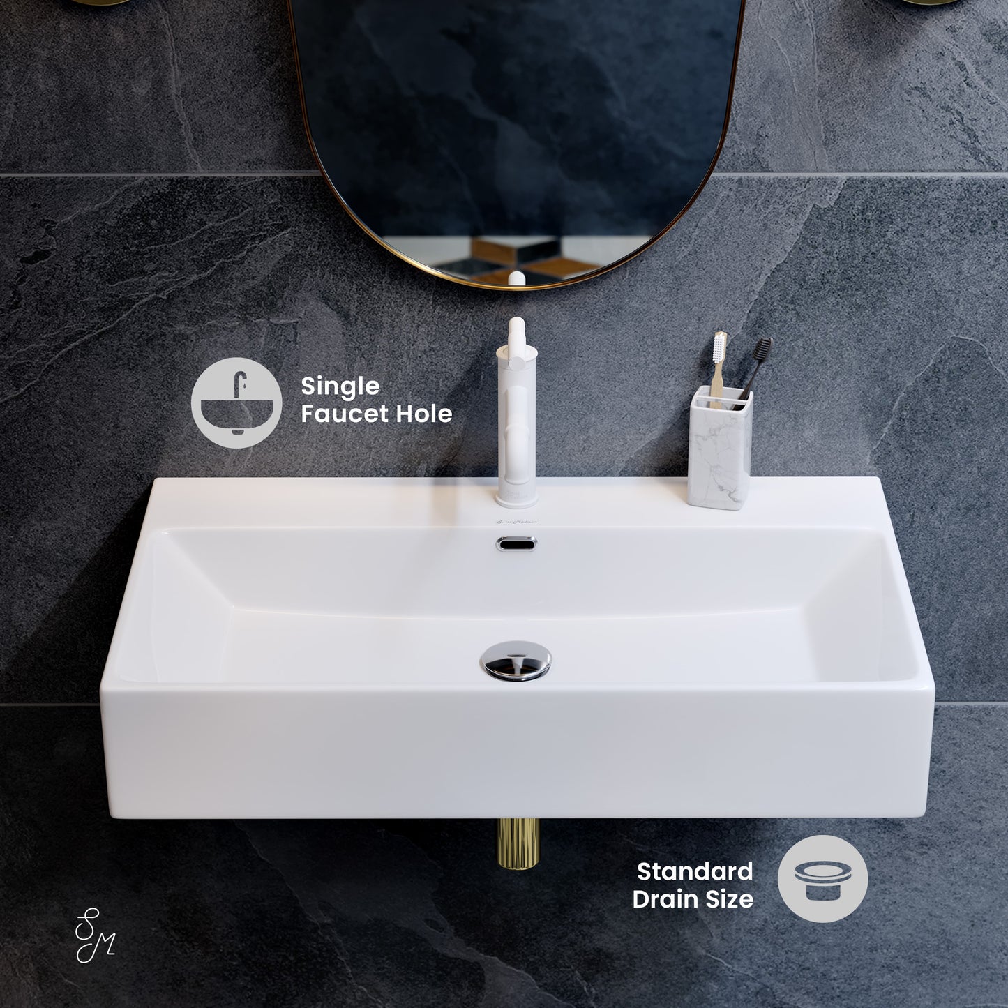 Swiss Madison, Claire 30" Rectangle Wall-Mount Bathroom Sink