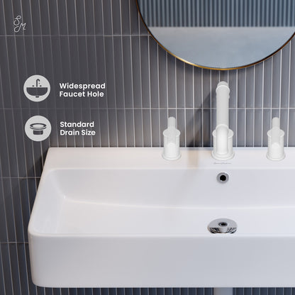 Swiss Madison, Carre 36" Wall-Mount Bathroom Sink with 8" Widespread Holes