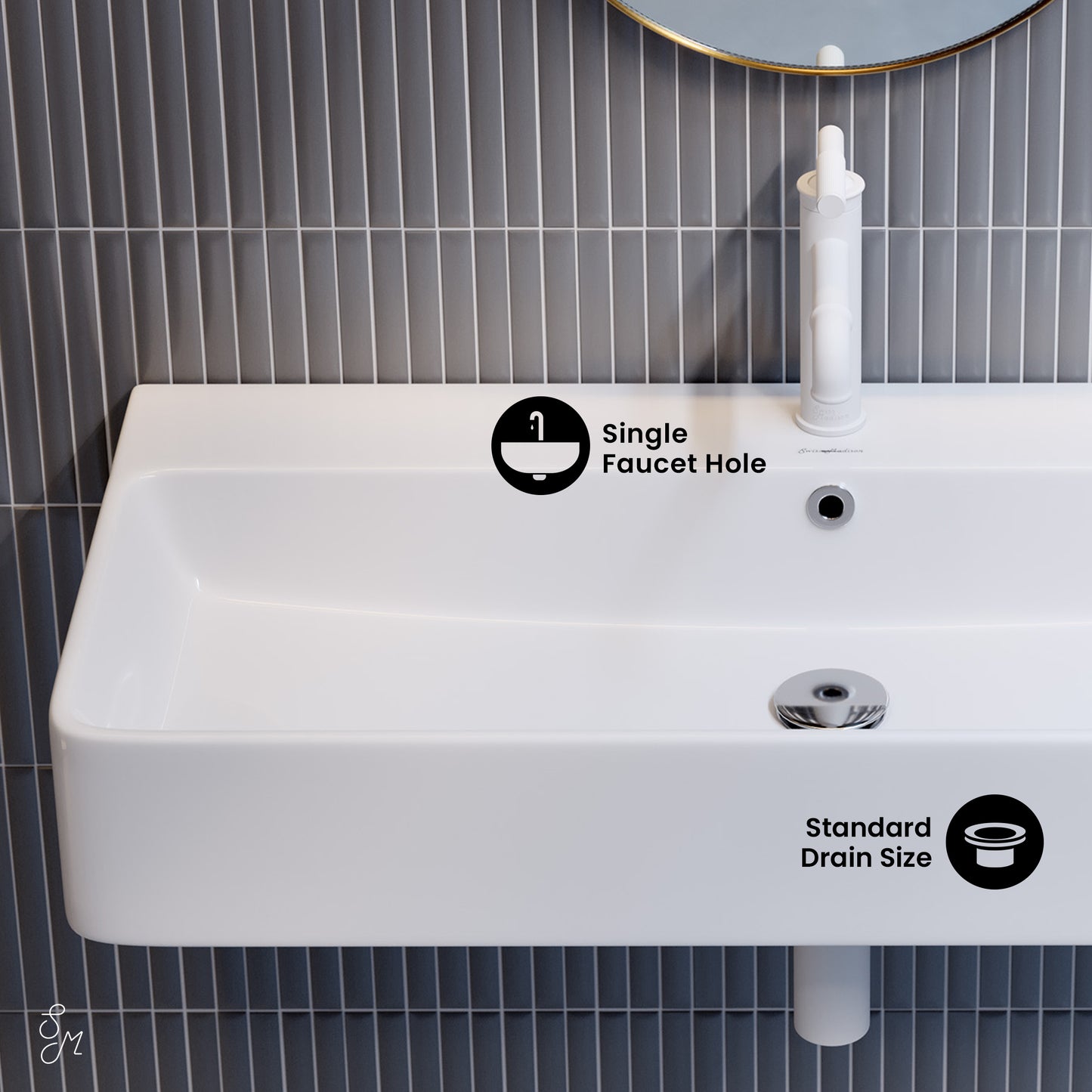 Swiss Madison, Carre 36" Rectangle Wall-Mount Bathroom Sink