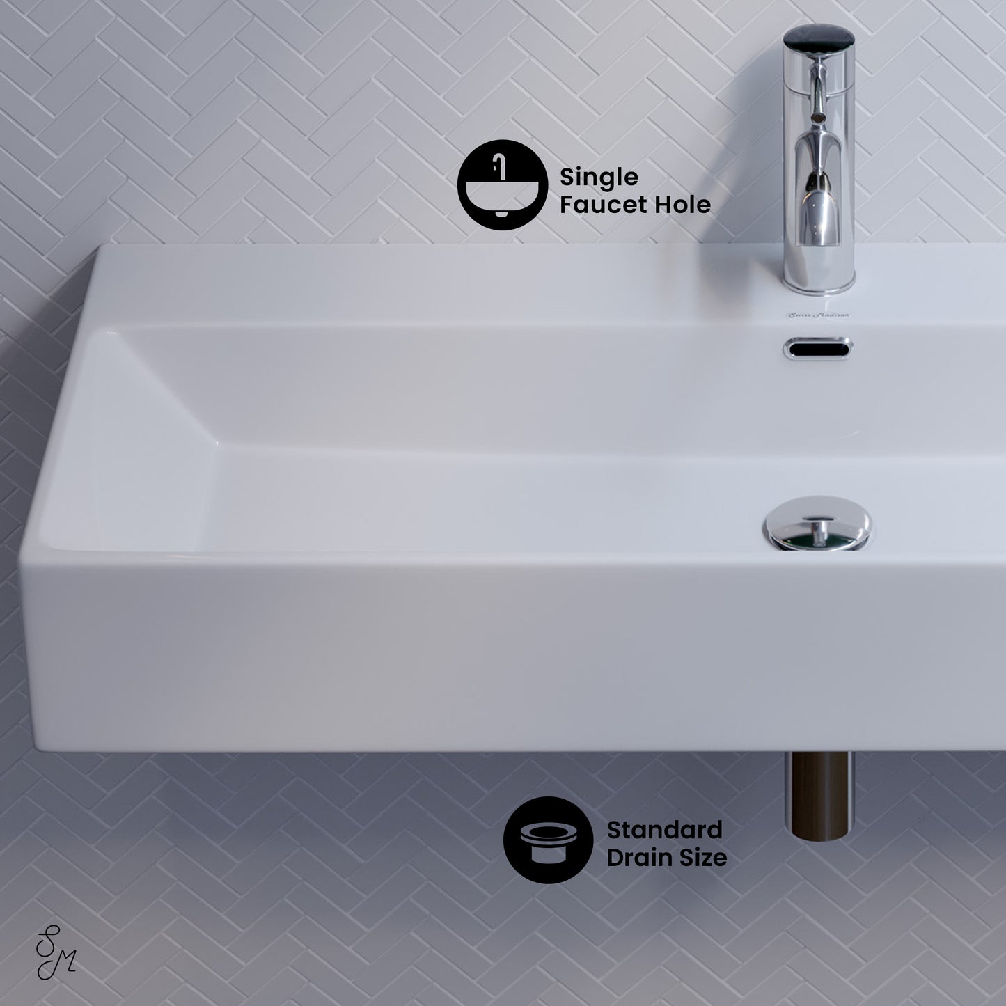 Swiss Madison, Claire 40" Rectangle Wall-Mount Bathroom Sink