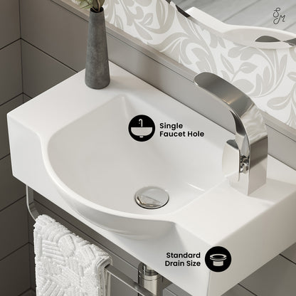 Swiss Madison, Chateau 21.5" Right Side Faucet Wall-Mount Bathroom Sink with Chrome Towel Bar