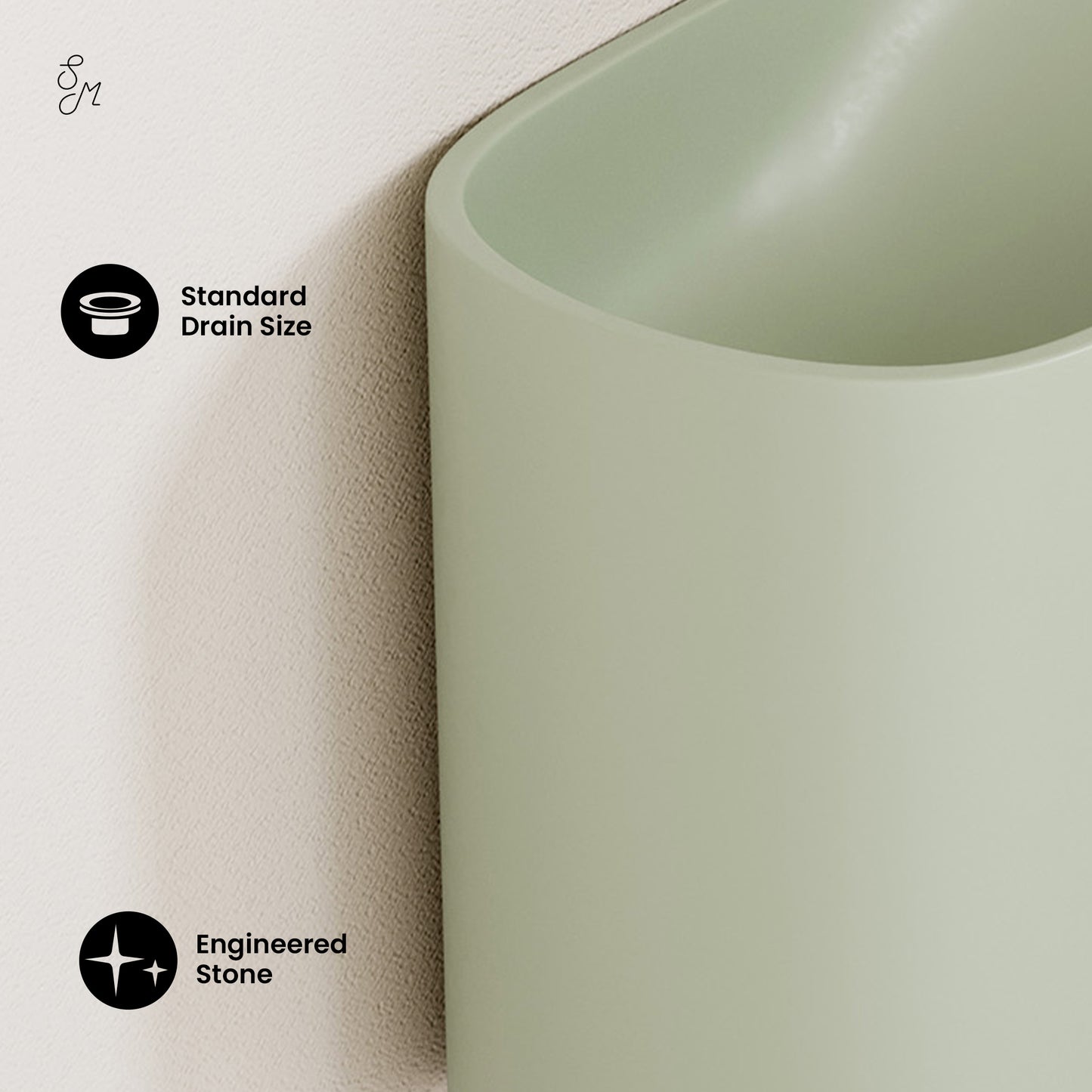 Swiss Madison, Terre 18" Right Side Faucet Wall-Mount Bathroom Sink in Palm Green