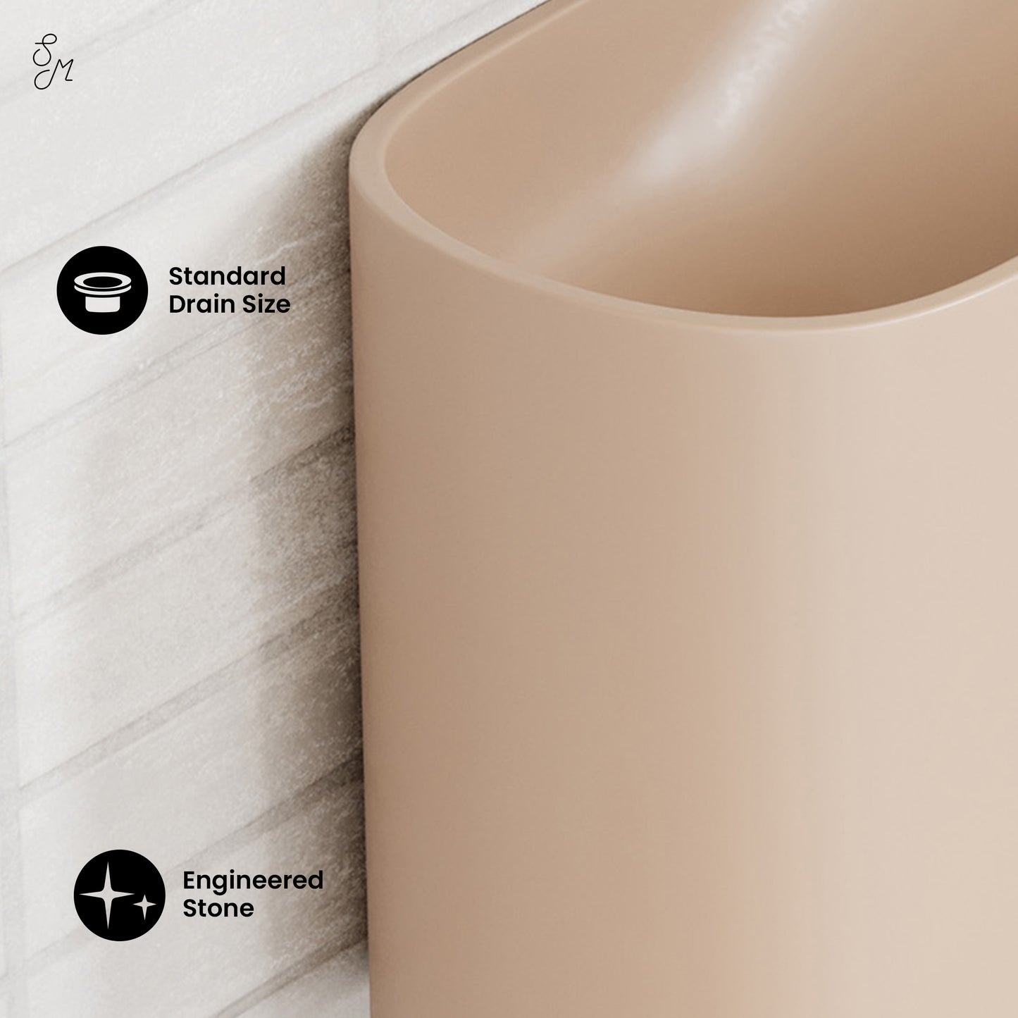 Swiss Madison, Terre 18" Right Side Faucet Wall-Mount Bathroom Sink in Pastel Peach