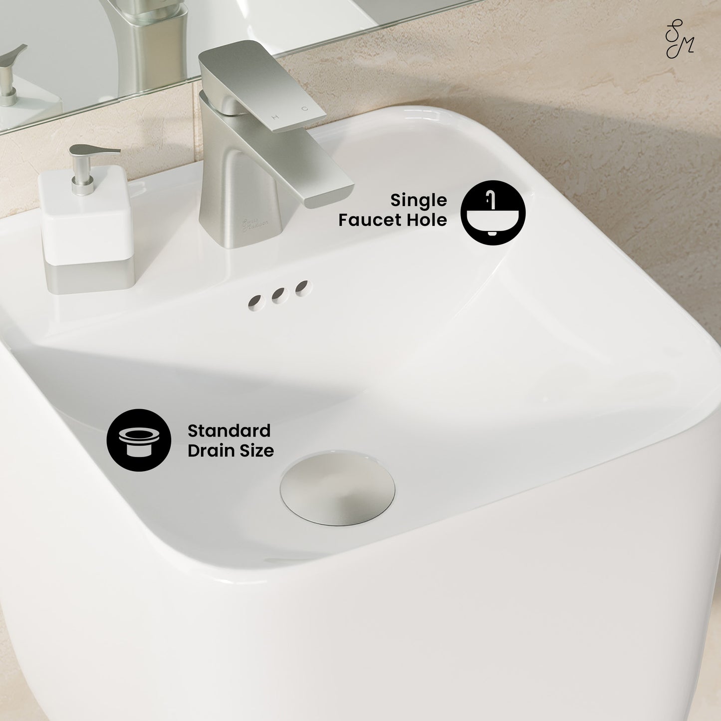 Swiss Madison, Carre 17.5" Wall-Mount Bathroom Sink