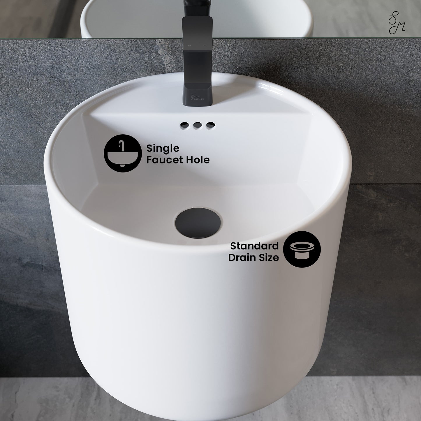 Swiss Madison, Monaco 18" Round Wall-Mount Bathroom Sink